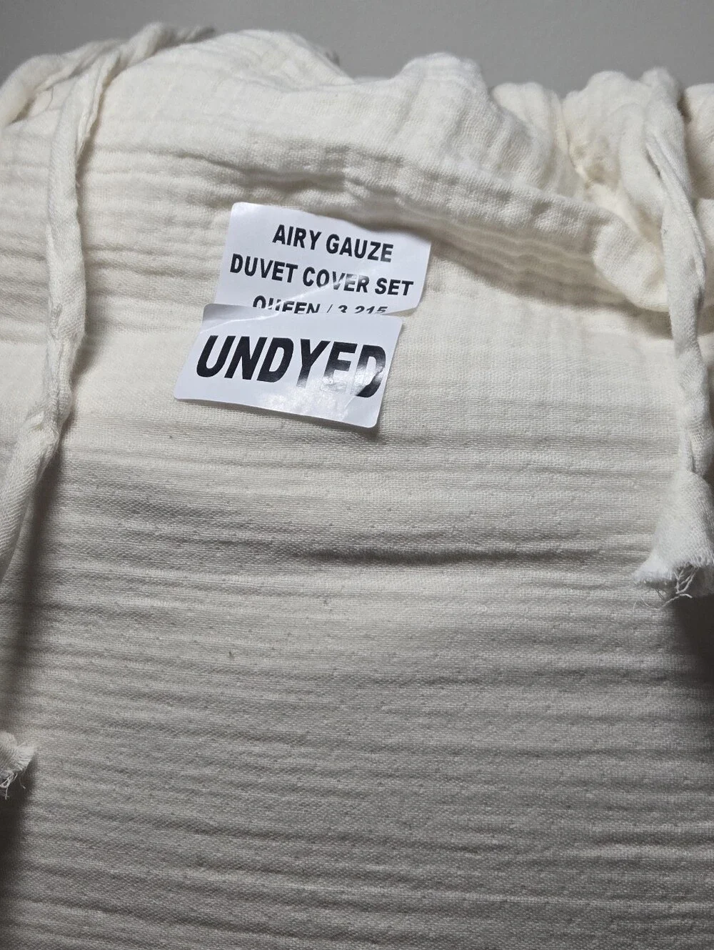 QUINCE Airy Cotton Gauze Duvet Cover with 2 Shams Queen, Organic UNDYED, Natural
